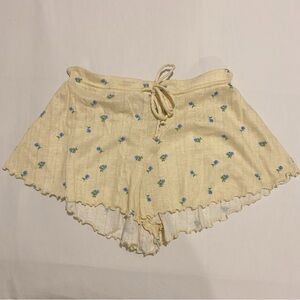 For Love And Lemons Yellow Floral Pajama Shorts